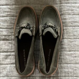 Green Suede Moccasin-Style Loafers